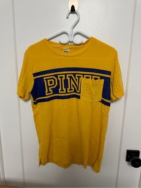 PINK Victoria's Secret Yellow Short Sleeve Graphic Pocket Tee